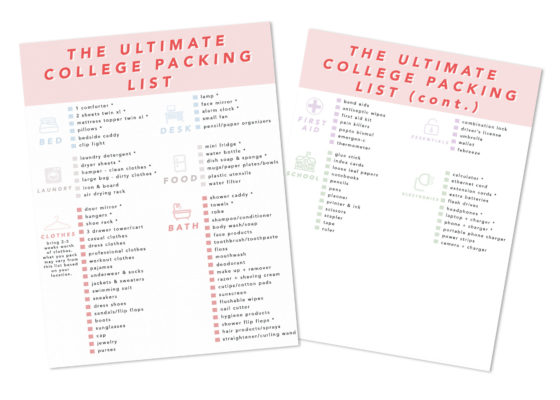 The Ultimate College Packing List - Everything You Need to Pack for College Dorm