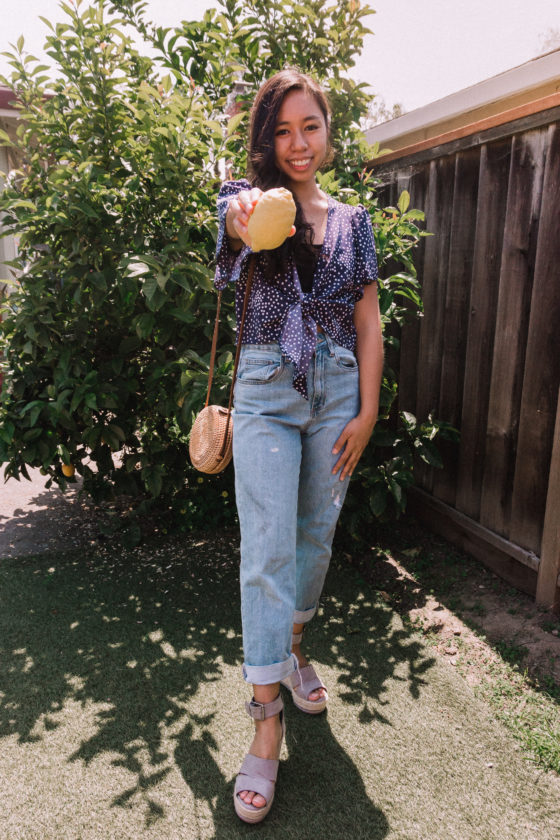 Polka Dot Top and Jeans | Are you looking for cute summer outfits for 2020? In this post, I mixed and matched 5 pieces to create 5 cute summer outfits for less than $40 total! These are easy and casual summer outfits that you can recreate. Read this post to get inspired right now!
